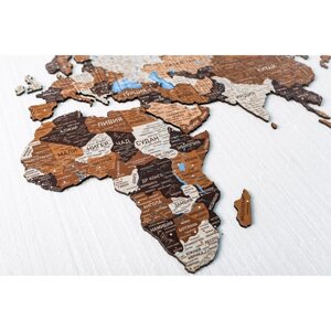 Карта мира деревянная МастерКарт «Борнео Браун», 200х130 см, одноуровневая