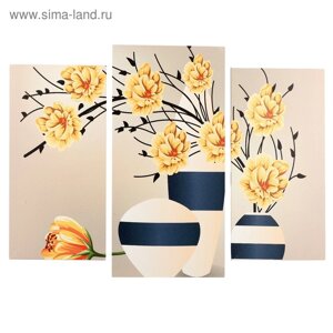 Картина модульная на подрамнике "Цветы в вазе"2-25х50, 30х60 см) 80х60 см