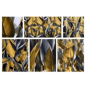 Картина модульная на подрамнике "Экзотические листья" 114х70 см (2-30х30; 3-38х47; 1-30х54)