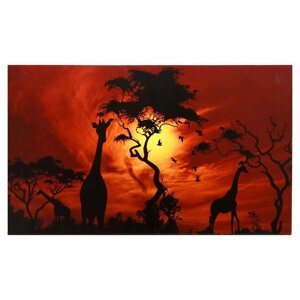 Картина на холсте "Огненный закат Африки" 60х100 см