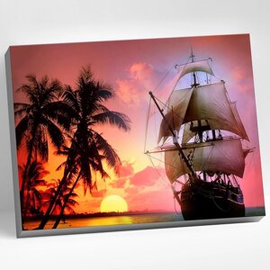Картина по номерам 40 50 см «Пиратский корабль» 27 цветов