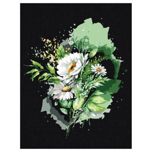 Картина по номерам на черном холсте «Цветы», 30 40 см