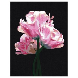 Картина по номерам на черном холсте «Розовые цветы», 30 40 см