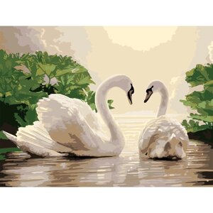 Картина по номерам на холсте с подрамником «Лебеди на тихом пруду», 40 х 30 см