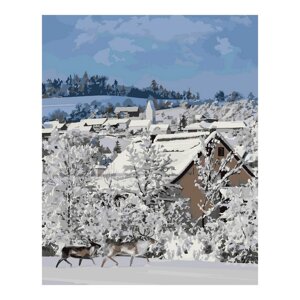 Картина по номерам на картоне 40 50 см «Деревня зимой»