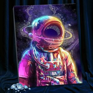 Картина по номерам с кристаллами из хрусталя, 40 50 см «Космонавт арт» 23 цвета