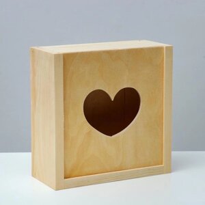 Кашпо деревянное 20209 см "Шкатулка, сердце"