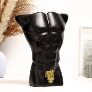 Кашпо - ваза "Торс мужчины" черное золото, 26,5 см