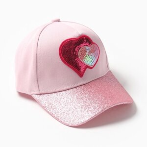Кепка для девочек MINAKU "Сердца" цвет розовый, р-р 52