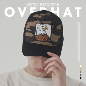 Кепка мужская с сеткой «Орел», цвет чёрный, р-р 56