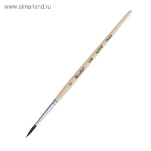 Кисть Белка круглая Roubloff серия 1450 № 3, ручка короткая пропитана лаком, белая обойма, с наполненной вершинкой