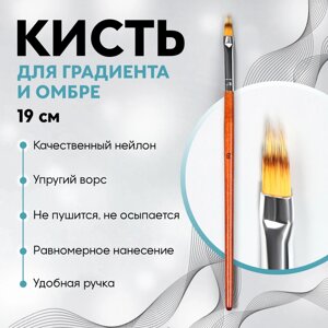 Кисть для дизайна ногтей «Омбре», 19 см, d - 5 12 мм, цвет коричневый