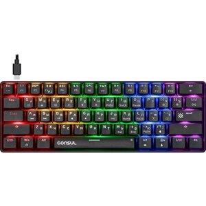 Клавиатура Defender Consul GK-220, игровая, проводная, механическая, подсветка,61 кл, USB, черная