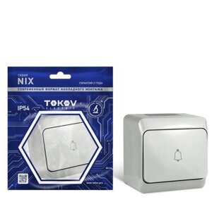 Кнопка звонка TOKOV electric, nix, 10а, IP54, 250в, серый, TKE-NX-DB-C06-IP54