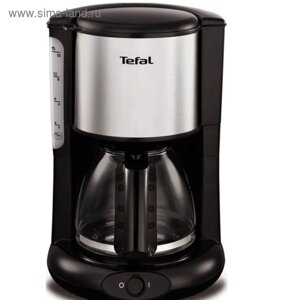 Кофеварка Tefal CM 361838, капельная, 1000 Вт, 1.25 л, серебристо-чёрная