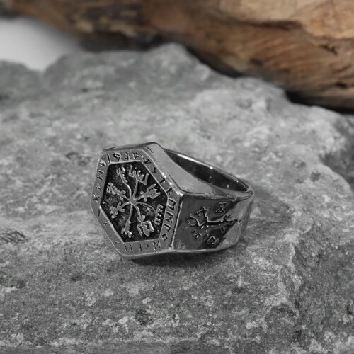 Кольцо «Асгард», цвет чернёное серебро, 22 размер