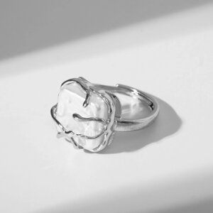 Кольцо «Аура» квадрат, цвет белый в серебре, безразмерное