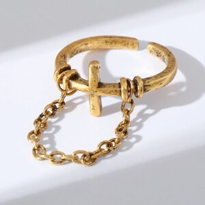 Кольцо «Бусинки» с цепочкой, цвет чернёное золото, безразмерное