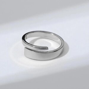 Кольцо «Гладкие линии», цвет серебро, безразмерное