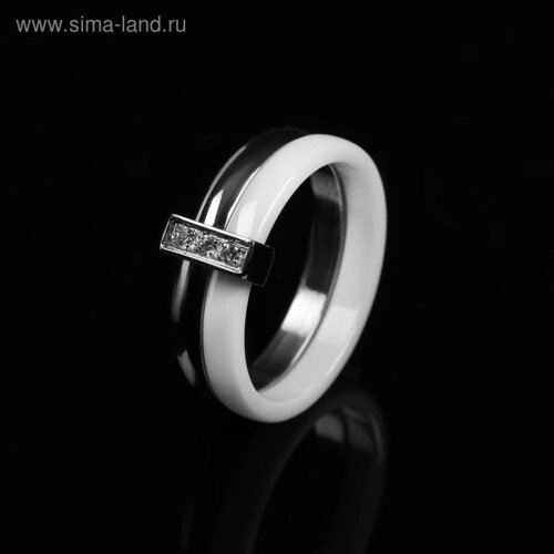 Кольцо керамика «Дуэт», цвет белый в серебре, 16,5 размер