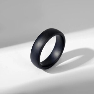 Кольцо керамика «Линия», цвет чёрный матовый, 19 размер