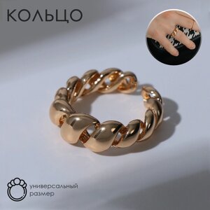 Кольцо «Косичка», цвет золото, безразмерное (от 18 размера)