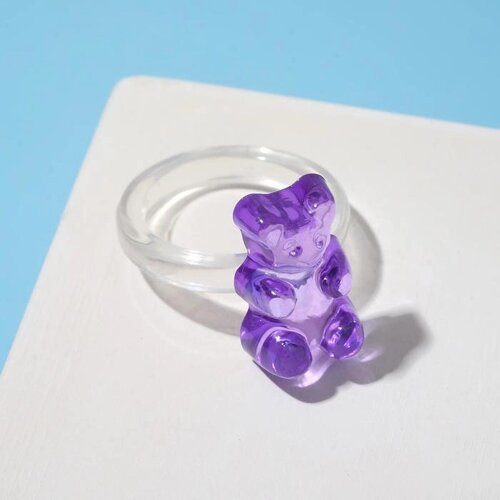 Кольцо «Мармеладный мишка», цвет фиолетовый, размер 17
