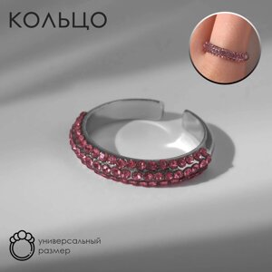 Кольцо «Минимал» линия, цвет бело-розовый в серебре, безразмерное