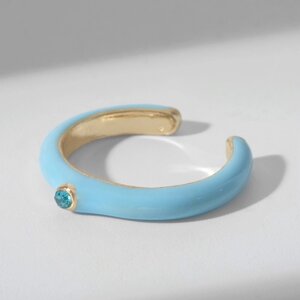 Кольцо «Минимал» стразинка, цвет голубой в золоте, безразмерное