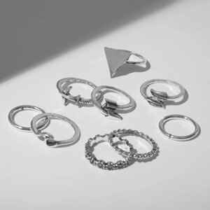Кольцо набор 8 штук «Путешествие», размер МИКС, цвет серебро
