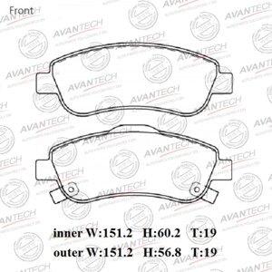 Колодки тормозные дисковые Avantech (противоскрипная пластина в компл.) AV0334