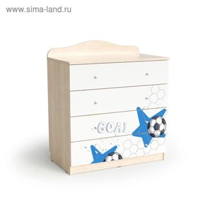 Комод с 4 ящиками Football, 800х450х910, Белый/Ясень шимо светлый