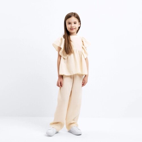 Комплект (блузка и брюки) для девочки MINAKU цвет бежевый, рост 128 см