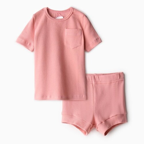 Комплект детский (футболка и шорты) MINAKU, цвет пыльно-розовый, рост 68-74 см
