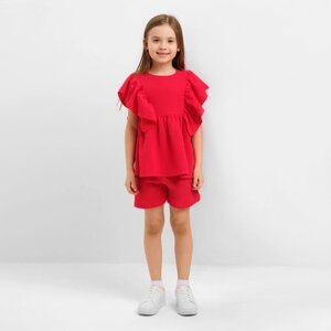 Комплект для девочки (блузка, шорты) MINAKU цвет красный, рост 116