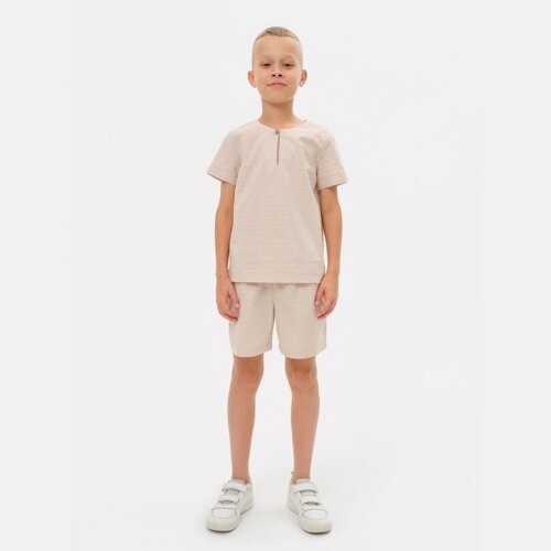Комплект для мальчика (рубашка, шорты) MINAKU: Cotton Collection цвет бежевый, рост 134