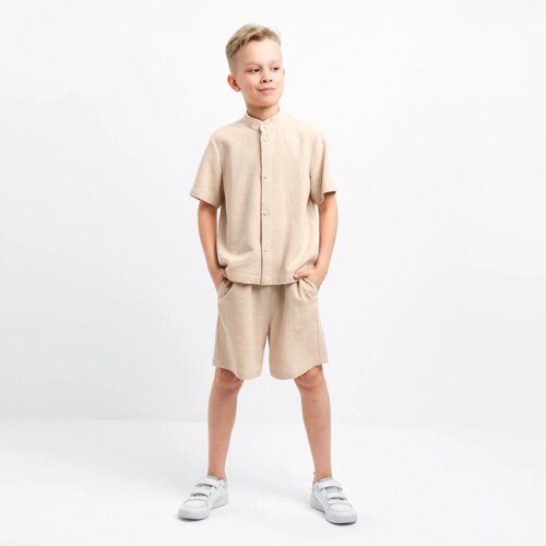 Комплект для мальчика (рубашка, шорты) MINAKU цвет бежевый, рост 164