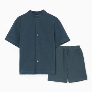 Комплект для мальчика (рубашка, шорты) MINAKU, цвет синий, рост 128 см