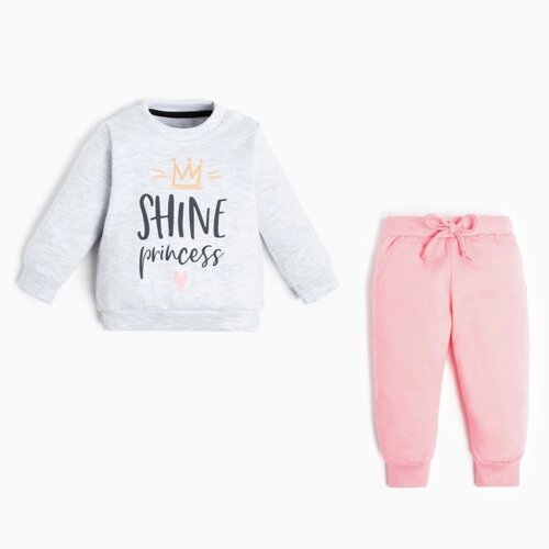 Комплект: джемпер и брюки Крошка Я "Princess", рост 80-86 см, цвет серый/розовый
