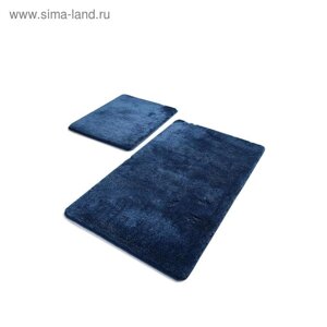 Комплект ковриков для ванной HAVAI, 2 шт, размер 50 х 80 см и 40 х 50 см, акрил, цвет синий
