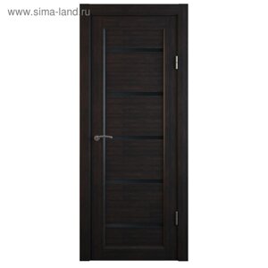 Комплект межкомнатной двери, B-1/04 Венге рифленый, Лакобель черный, 2000x800