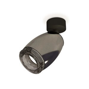 Комплект поворотного светильника с композитным хрусталём Ambrella light, Techno, XM1123002, GU5.3, цвет чёрный хром, чёрный песок