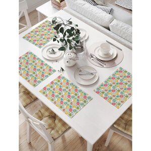 Комплект салфеток для сервировки стола «Цветы на пасхальных яйцах», прямоугольные, размер 32х46 см, 4 шт