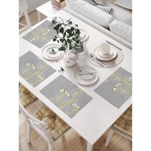 Комплект салфеток для сервировки стола «Цветы с бабочкой», прямоугольные, размер 32х46 см, 4 шт