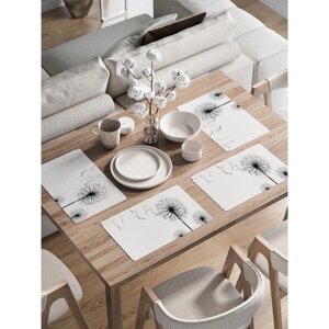 Комплект салфеток для сервировки стола «Грустные одуванчики», прямоугольные, закруглённые края, размер 30х46 см, 4 шт