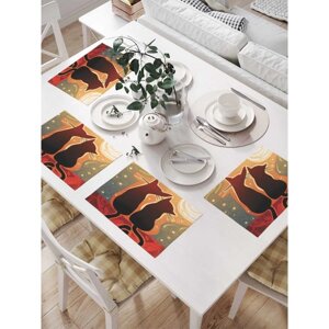 Комплект салфеток для сервировки стола «Мечтающие коты», прямоугольные, размер 32х46 см, 4 шт