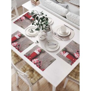 Комплект салфеток для сервировки стола «Новогодние подарки», прямоугольные, размер 32х46 см, 4 шт