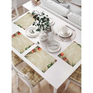 Комплект салфеток для сервировки стола «Новогодняя ёлка винтаж», прямоугольные, размер 32х46 см, 4 шт