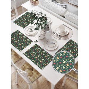 Комплект салфеток для сервировки стола «Рождественские свечи», прямоугольные, размер 32х46 см, 4 шт