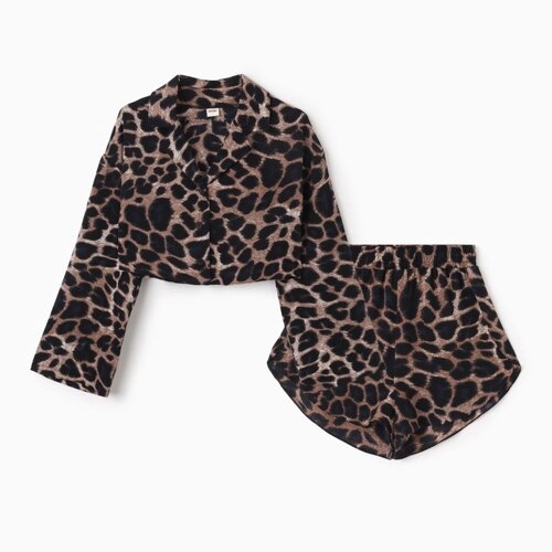 Комплект (сорочка, шорты) женская MINAKU: Home collection цвет леопард , р-р 48